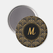 Aimant Motif de St Jacques en or noir Monogramme Art Déco (Recto/Verso)