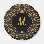 Aimant Motif de St Jacques en or noir Monogramme Art Déco (Devant)