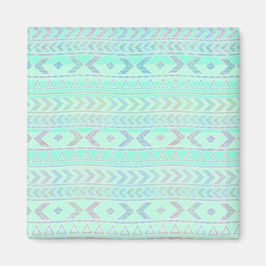 Aimant Motif de style d'art aztèque sarcelle pastel (Devant)