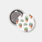 Aimant Motif de succulentes à l'aquarelle (Recto/Verso)