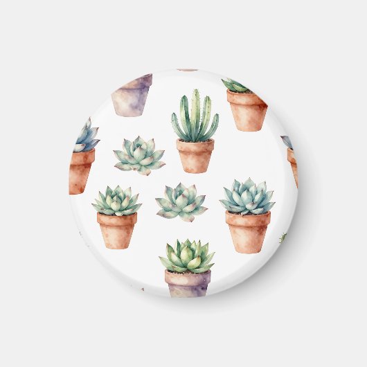 Aimant Motif de succulentes à l'aquarelle (Devant)
