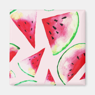 Aimant Motif de tranche de pastèque aquarelle