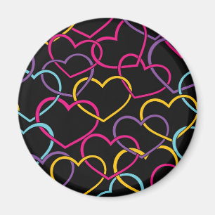 Aimant Motif de Valentine avec des coeurs de couleur