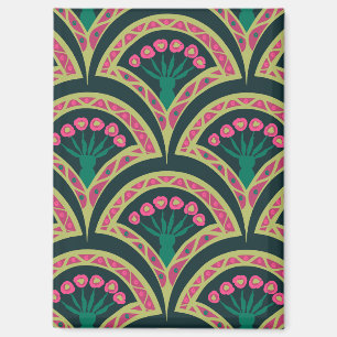 Aimant Motif de ventilateur floral rose et vert