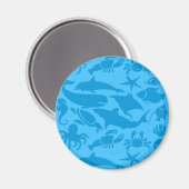 Aimant Motif de vie marine bleue (Recto/Verso)