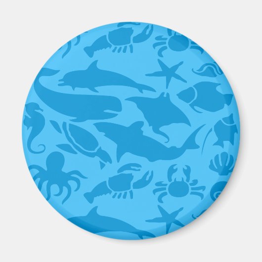 Aimant Motif de vie marine bleue (Devant)