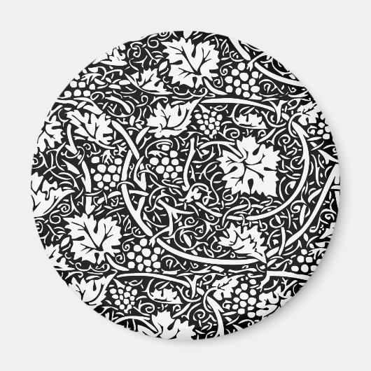 Aimant Motif de vigne de raisin noir et blanc de William (Devant)