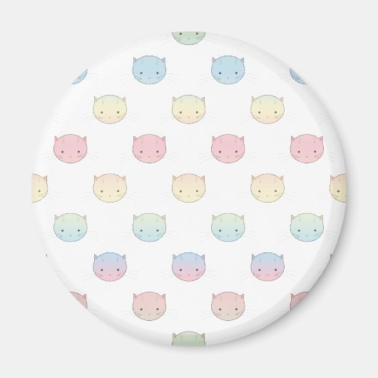 Aimant Motif de visages de chatons pastel mignons (Devant)