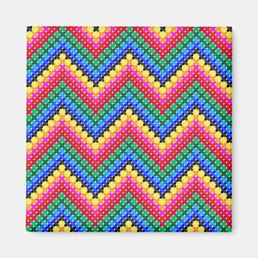 Aimant Motif de zigzag coloré (Devant)