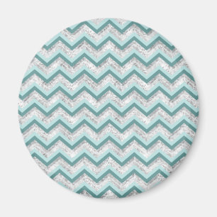 Aimant Motif de zigzag turquoise et en cristal