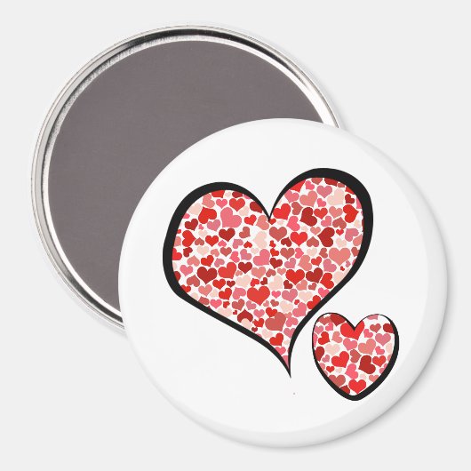 Aimant Motif Des Coeurs, Coeurs Rouges, Amour (Recto/Verso)
