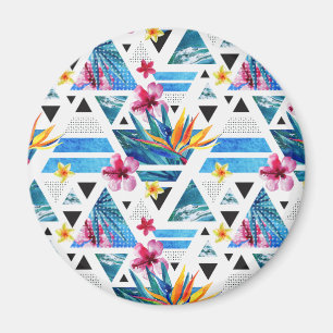 Aimant Motif des fleurs tropicales géométriques