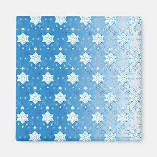 Aimant Motif des flocons de neige bleu et blanc d'hiver