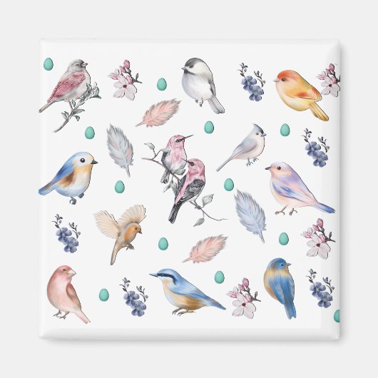 Aimant Motif des oiseaux de printemps (Devant)
