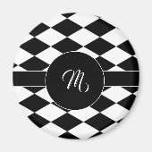 Aimant Motif diamant blanc et noir (Devant)