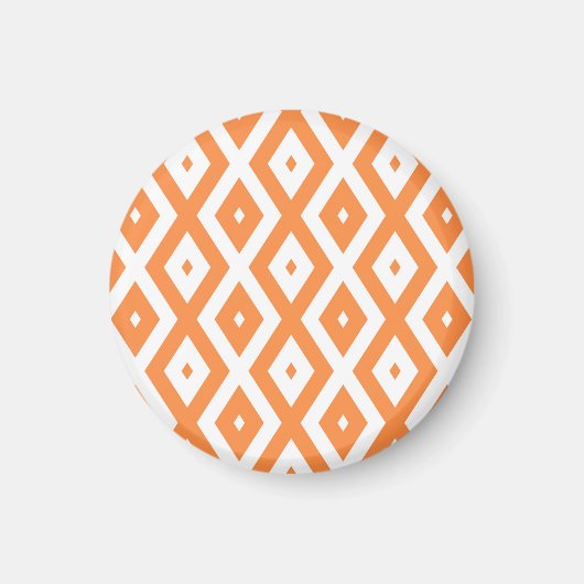 Aimant Motif diamant orange et blanc (Devant)