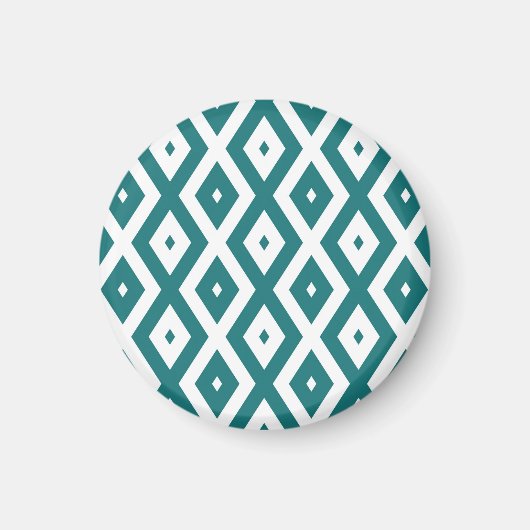 Aimant motif diamant turquoise et blanc (Devant)