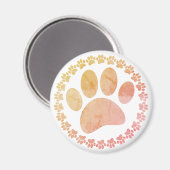 Aimant Motif D'Impression Paw Et Round Frame Dog (Recto/Verso)