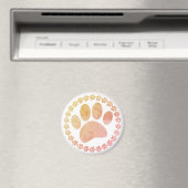 Aimant Motif D'Impression Paw Et Round Frame Dog (In Situ (Lave-vaisselle))