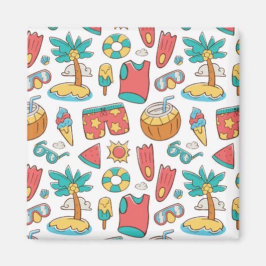 Aimant motif drôle vacances d'été plage (Devant)