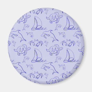 Aimant Motif d'une ligne d'animal marin et voilier