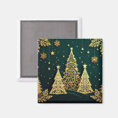 Aimant Motif élégant d'arbre de Noël doré (Recto/Verso)
