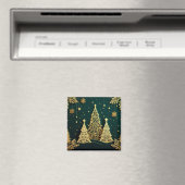 Aimant Motif élégant d'arbre de Noël doré (In Situ (Lave-vaisselle))