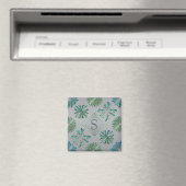 Aimant Motif élégant orné bleu-vert monogramme (In Situ (Lave-vaisselle))