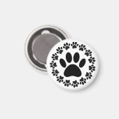 Aimant Motif Empreinte de patte de chien à cadre arrondi (Recto/Verso)