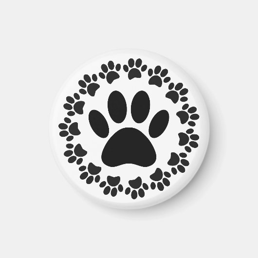 Aimant Motif Empreinte de patte de chien à cadre arrondi (Devant)