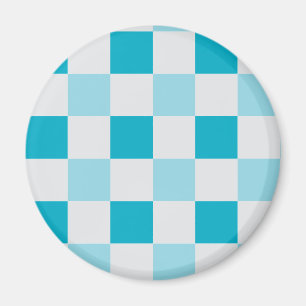 Aimant Motif en damier blanc et bleu