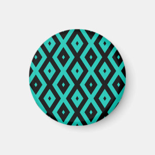 Aimant Motif en diamant noir et turquoise