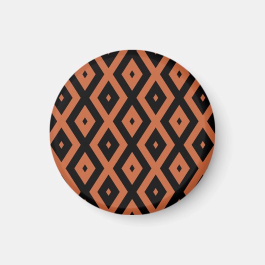 Aimant Motif en diamant orange et noir (Devant)