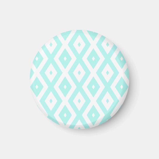 Aimant Motif en diamant Turquoise et blanc (Devant)