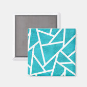 Aimant Motif en mosaïque bleu-vert et blanc (Recto/Verso)