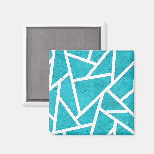 Aimant Motif en mosaïque bleu-vert et blanc (Recto/Verso)