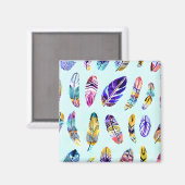 Aimant Motif en plumes colorées (Recto/Verso)