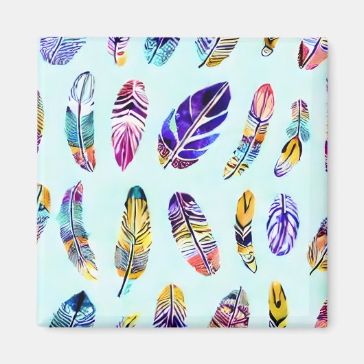 Aimant Motif en plumes colorées (Devant)