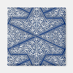 Aimant Motif en tuiles persanes - bleu cobalt et blanc