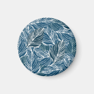 Aimant Motif Feuille bleue : Papier peint Vintage.