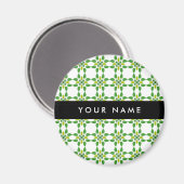 Aimant Motif feuille, Feuilles verts, votre nom (Recto/Verso)