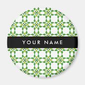 Aimant Motif feuille, Feuilles verts, votre nom (Devant)
