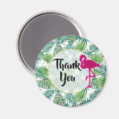 Aimant Motif Feuille tropical et Flamant rose rose Merci (Recto/Verso)