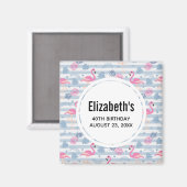 Aimant Motif Flamant Rose & Ananas Enregistrer la Date (Recto/Verso)