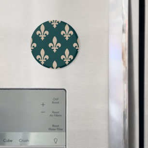 Aimant Motif Fleur de Lis, Crème Royale Française sur Fon