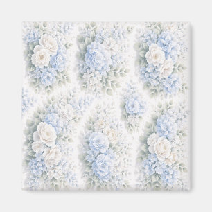 Aimant Motif floral à l'aquarelle bleu clair élégant