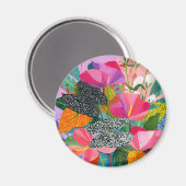 Aimant Motif floral abstrait coloré (Recto/Verso)