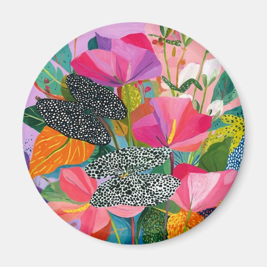 Aimant Motif floral abstrait coloré (Devant)