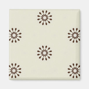 Aimant Motif floral abstrait crème et marron
