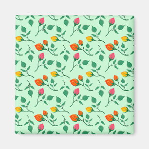 Aimant Motif floral avec fleurs roses colorées